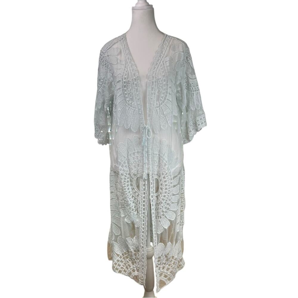 Dasayo Elegant Lace Kimono Cardigan Swim Cover Up One Size